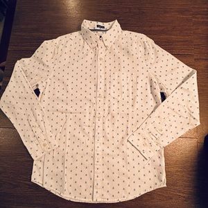 EUC Men’s L/S seriously soft American Eagle White  ditzy blue arrow print-Medium